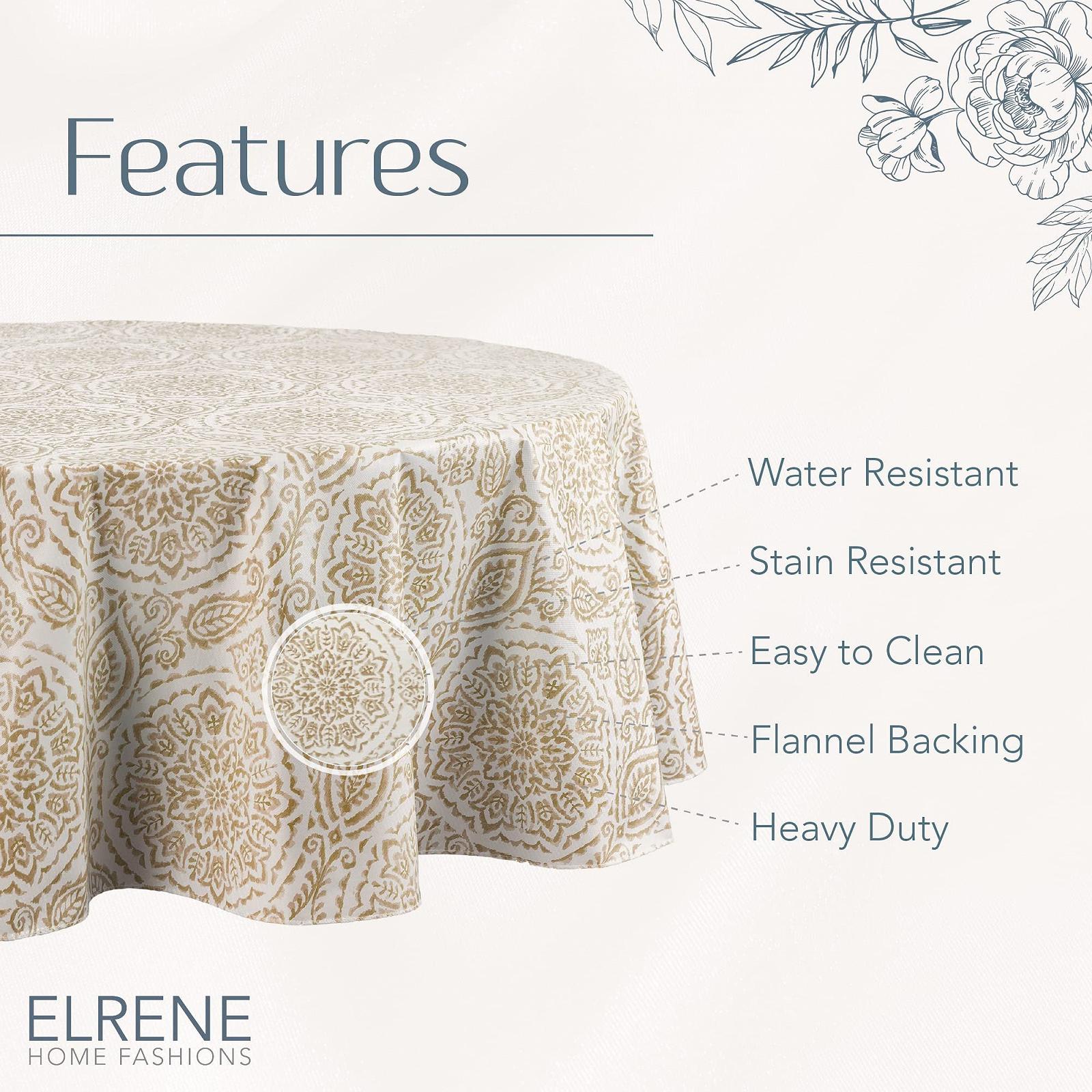 Скатертина Elrene Home Fashions Savannah Boho Paisley 60 x 84 дюймів овальна вінілова сіро-коричнева, фото №4