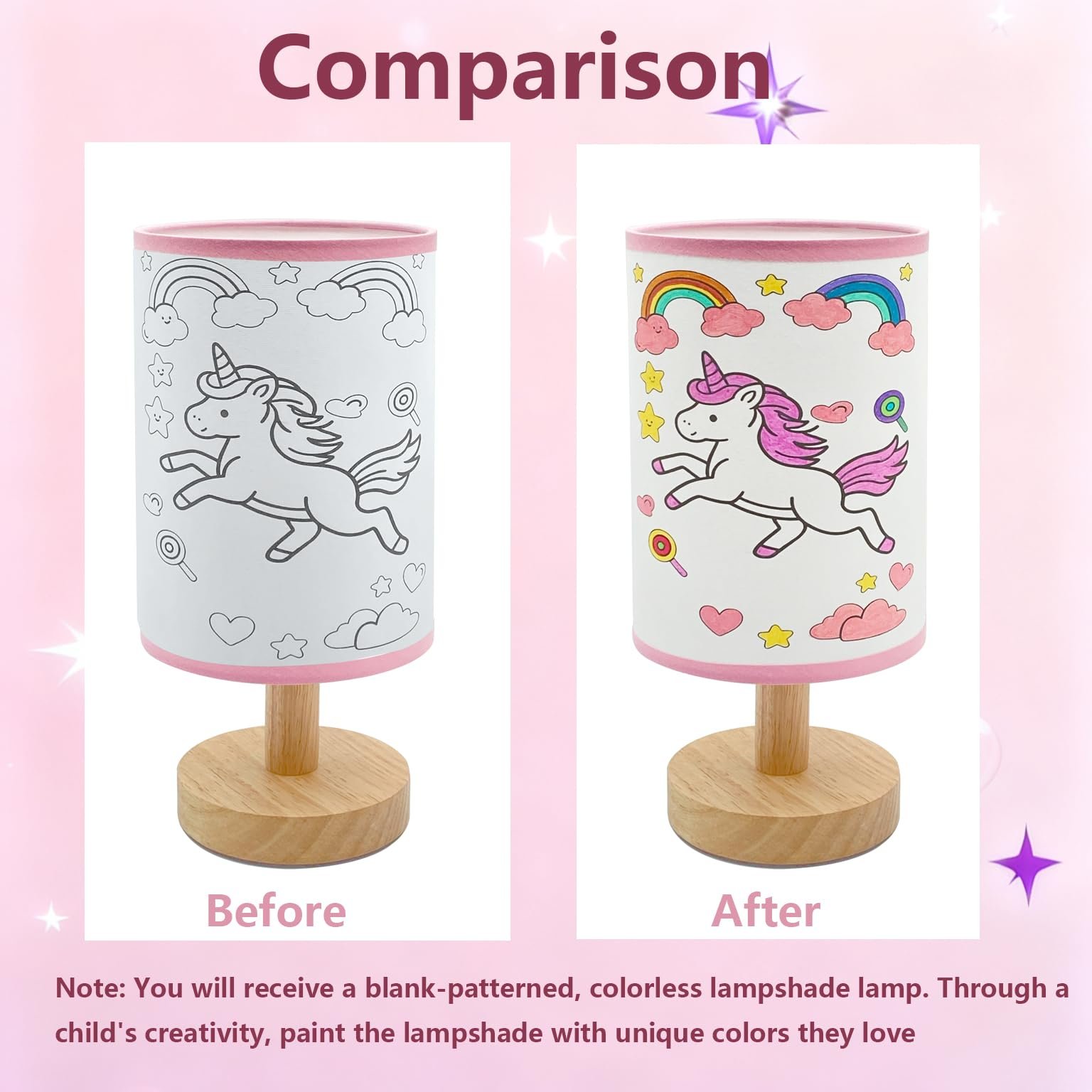 Настільна лампа Unicorn Craft Set DIY Набір для творчості Нічник 24 кольорові олівці Wood, фото №6