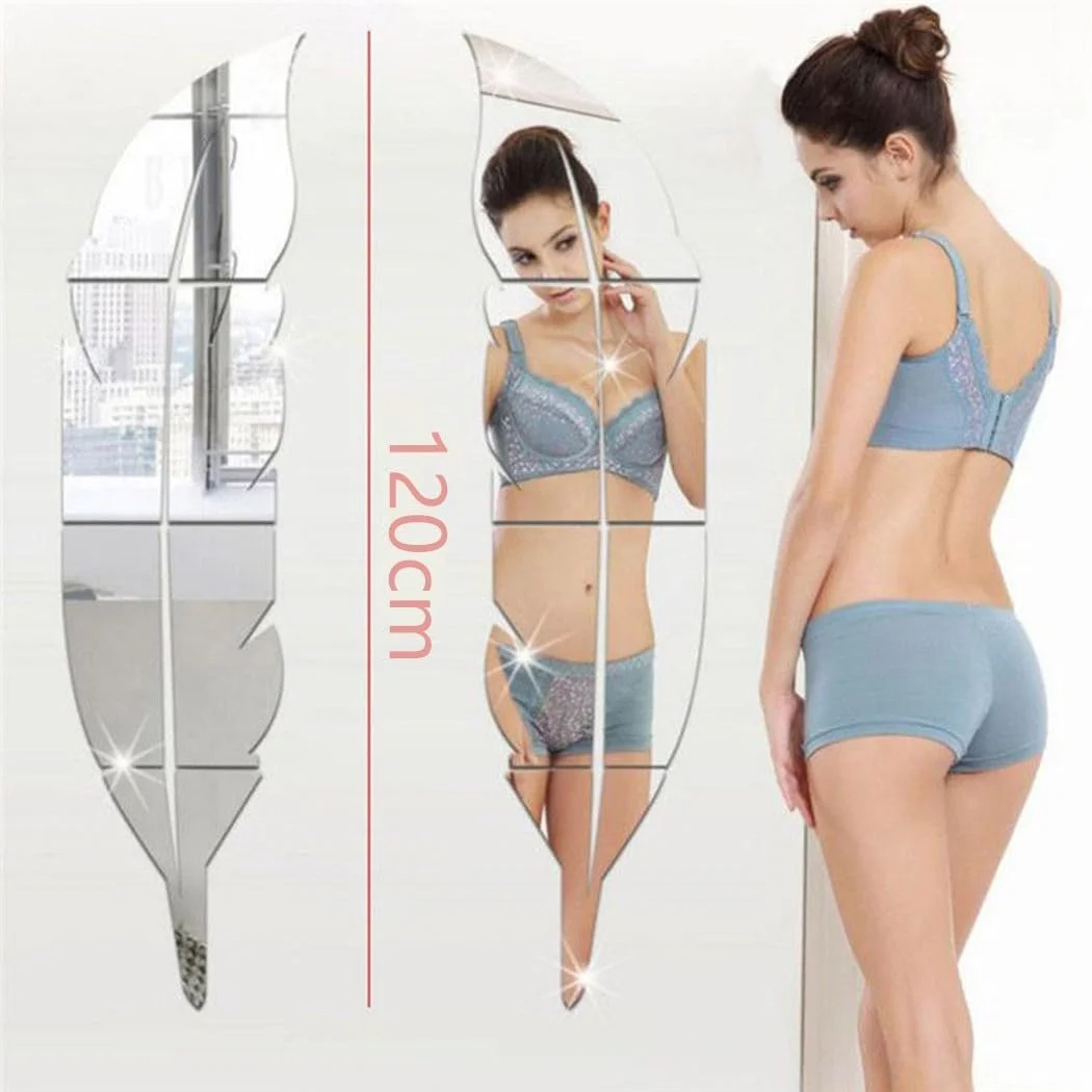 Наклейки на стіну Zoegneer Feather Mirror 6 шт. дзеркальні тривимірні 120x30 см (ліві), фото №2