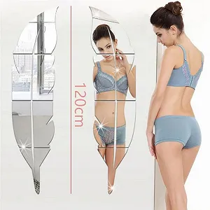 Наклейки на стіну Zoegneer Feather Mirror 6 шт. дзеркальні тривимірні 120x30 см (ліві) synthetic.ua - Фото 1