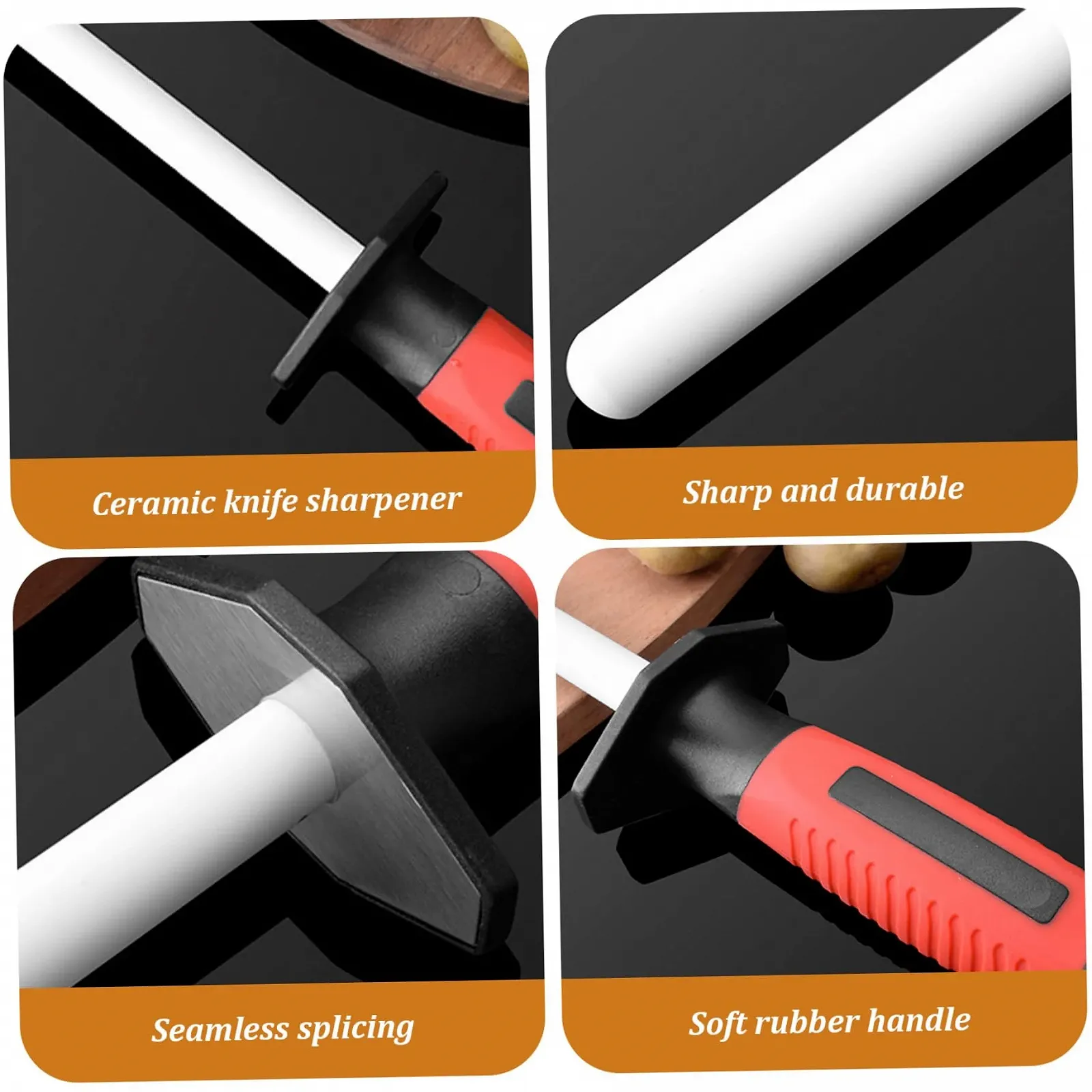 Точило для копитних ножів 25.4 см керамічне з гумовою ручкою портативне з отвором для підвішування, фото №4