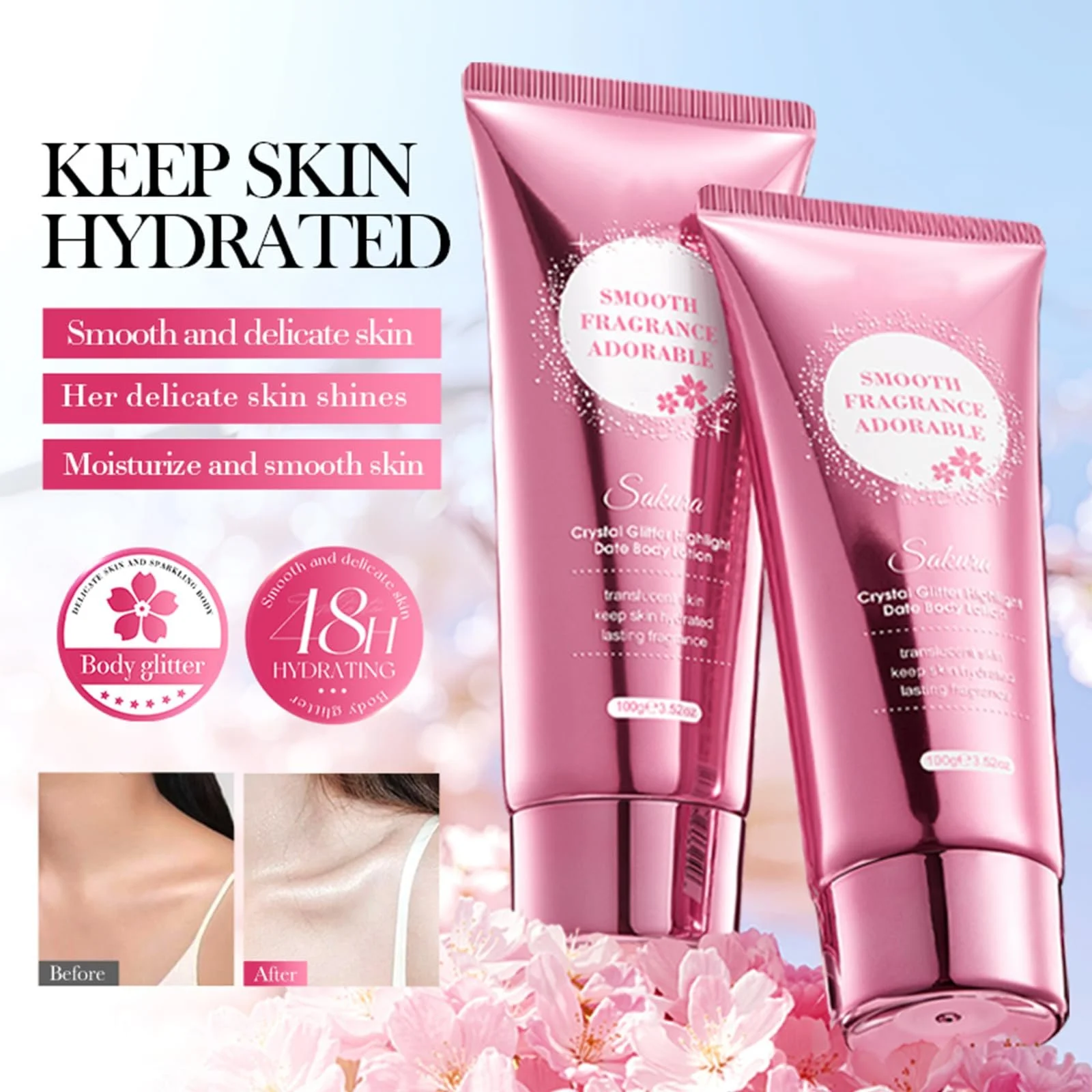 Лосьйон для тіла Highlight Dating з ароматом вишневого цвіту, інтенсивний зволожувач для ніжної шкіри, тривале зволоження, паковання з 2 штук, фото №3 Лосьйон для тіла Highlight Dating з ароматом вишневого цвіту, інтенсивний зволожувач для ніжної шкіри, тривале зволоження, паковання з 2 штук, фото №3