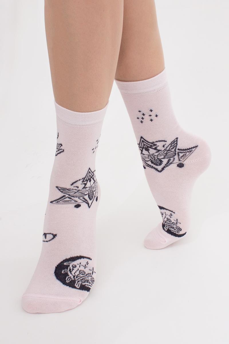 Жіночі шкарпетки з візерунком, пудрового кольору, на кожен день, фото №1 Жіночі шкарпетки з візерунком, пудрового кольору, на кожен день, фото №1