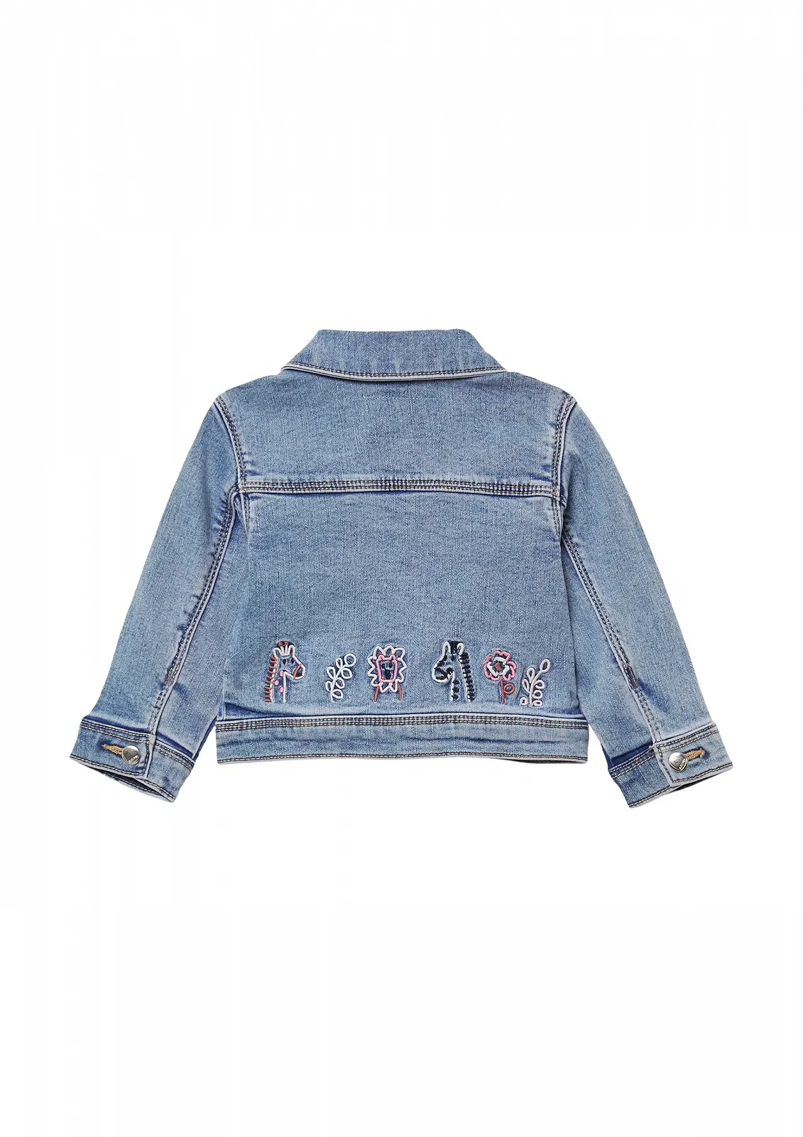 Джинсова куртка з вишивкою з ефектом потертості, фото №4