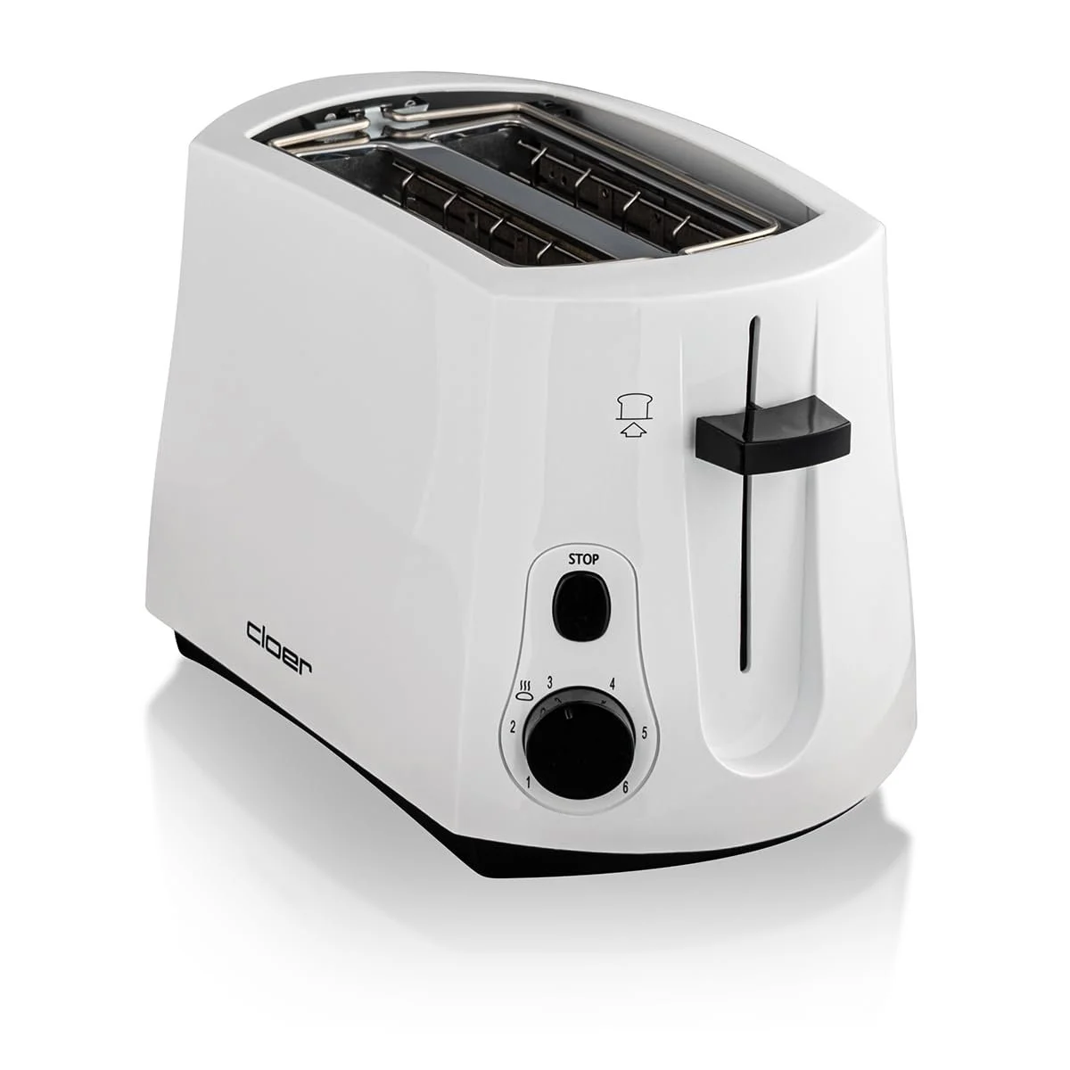 Тостер Cloer Cool Wall 331, 825 Вт, 2 скибочки, інтегрована насадка для булочок, піддон для крихт, ліфтер, білий, фото №3