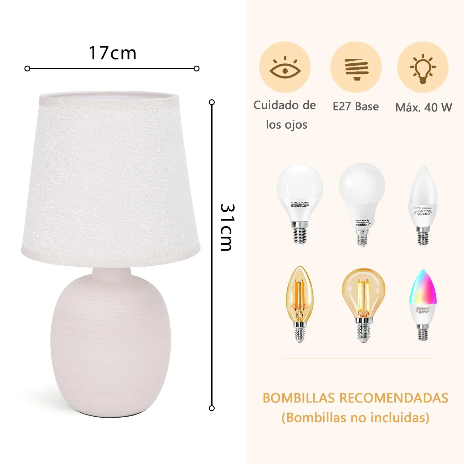 Настільна лампа Ceramic E14 Vintage Retro, фото №3