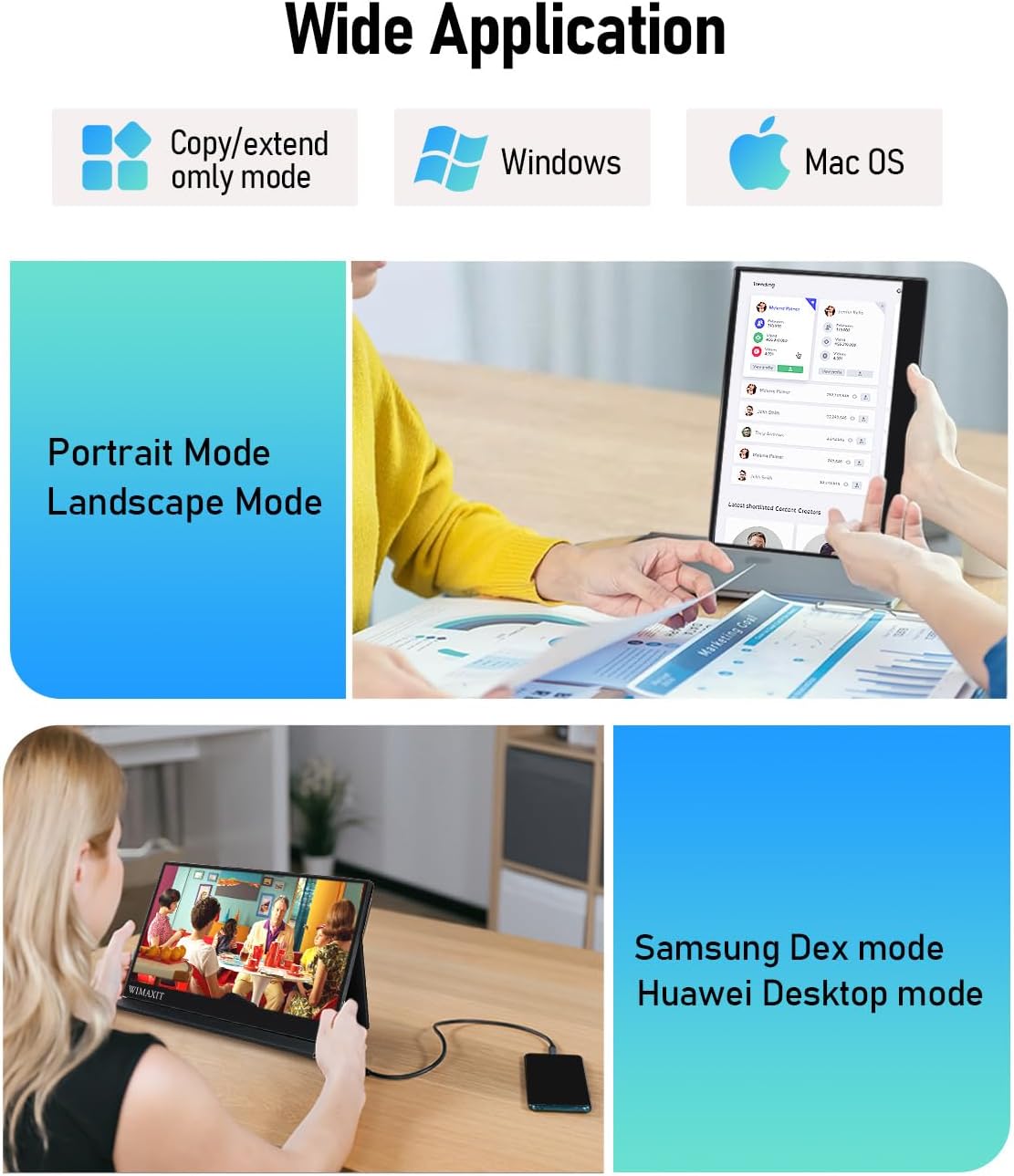Монітор портативний сенсорний 15.6" Wimaxit M1560CT3 Full HD IPS 60 Гц, фото №3