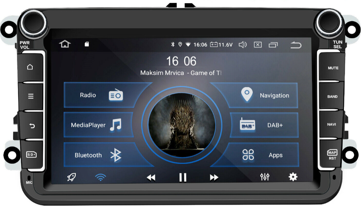 Штатна автомагнітола M.I.C. AV8V4 для VW Skoda Seat / 8" / Сенсорна / 2/16Гб / Android 6.1 / Bluetooth / WI-FI / GPS / USB / AUX / microSD slot / DAB+, фото №1 Штатна автомагнітола M.I.C. AV8V4 для VW Skoda Seat / 8" / Сенсорна / 2/16Гб / Android 6.1 / Bluetooth / WI-FI / GPS / USB / AUX / microSD slot / DAB+, фото №1