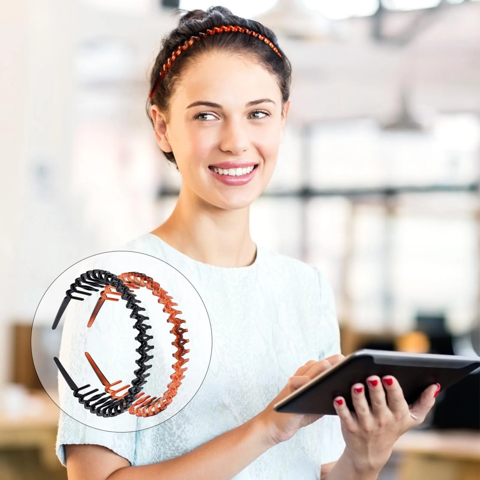 Набір з 2 обручів для волосся з зубцями для жінок та дівчат, фото №7 Набір з 2 обручів для волосся з зубцями для жінок та дівчат, фото №7