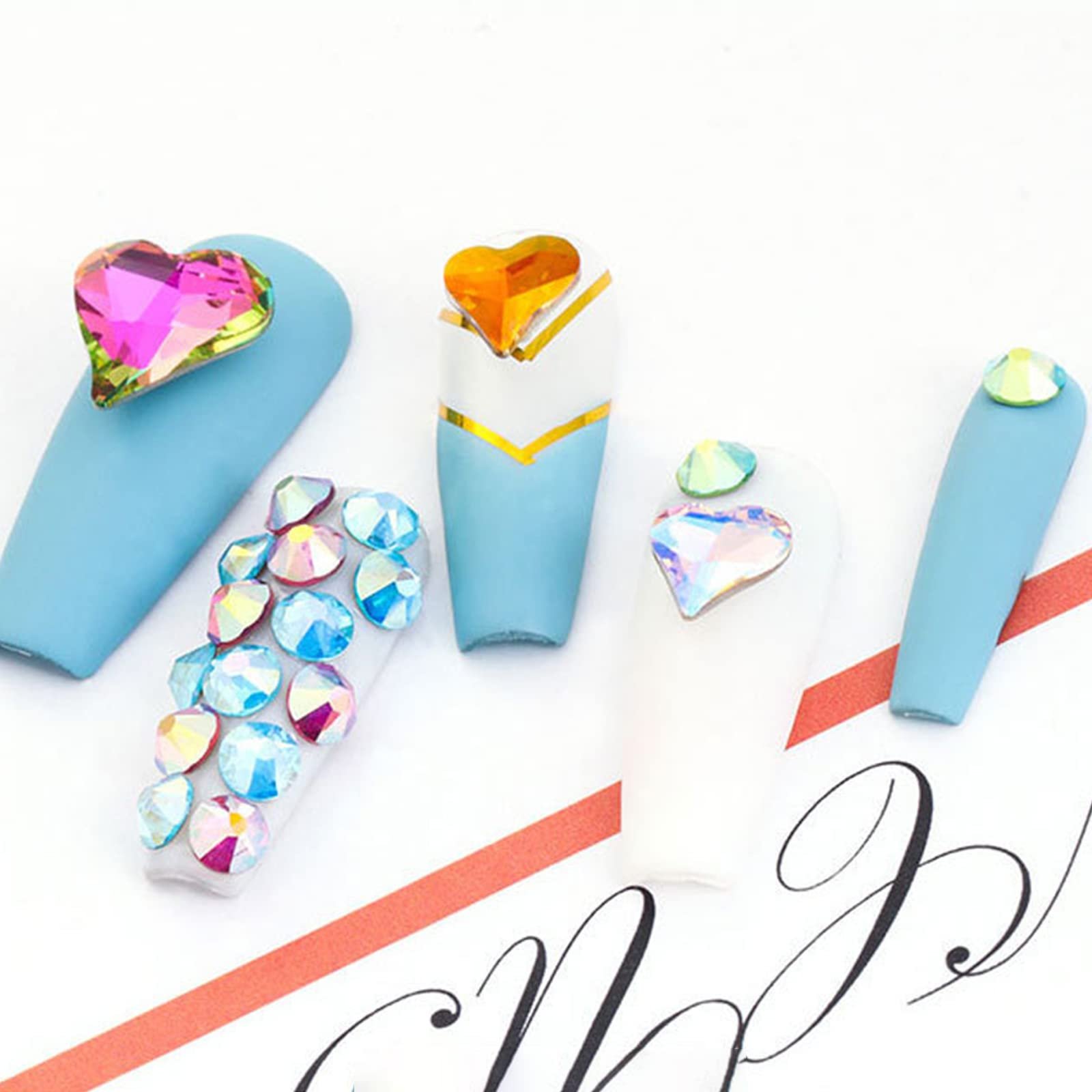 Стрази для нігтів Прикраса для нігтів Серце викривлене 3D Блискітки (Випадковий колір 2), фото №5