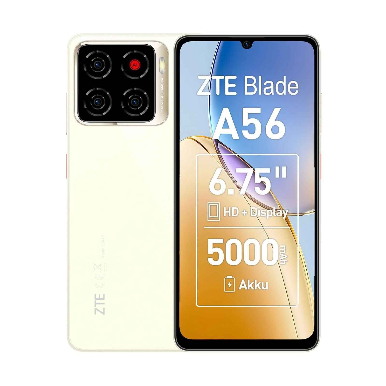 Смартфон ZTE Blade A56 6.75" 4GB 64GB 4G Dual SIM Gold (2025 Model), фото №1 Смартфон ZTE Blade A56 6.75" 4GB 64GB 4G Dual SIM Gold (2025 Model), фото №1