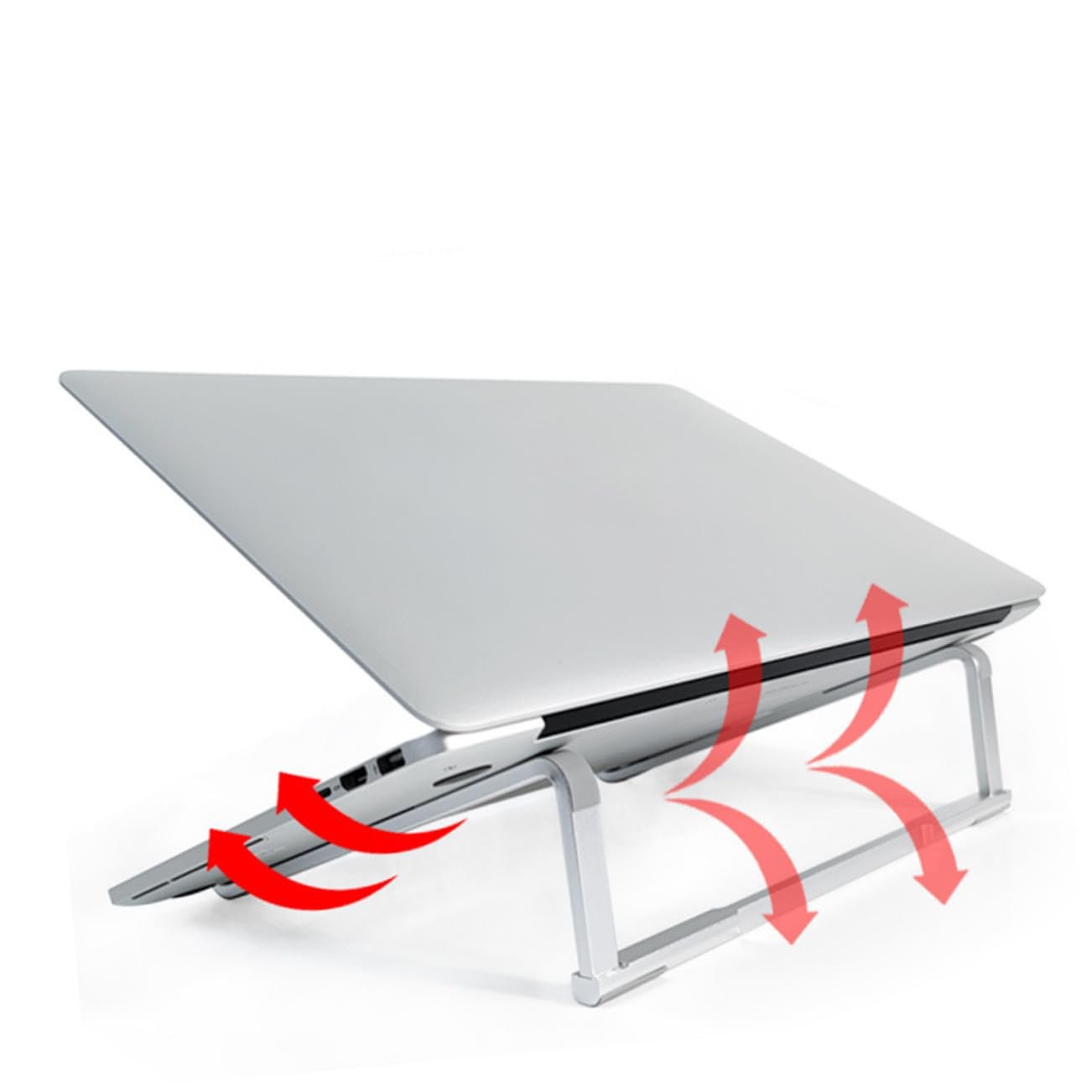 Підставка для ноутбука Operitacx складана металева портативна з регулюванням висоти для столу та подорожей покращена циркуляція повітря, фото №9