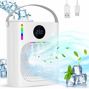 Мобільний кондиціонер GuKKK 4-в-1 900 мл 3 швидкості 7 кольорів таймер USB 9 Вт - Фото 1