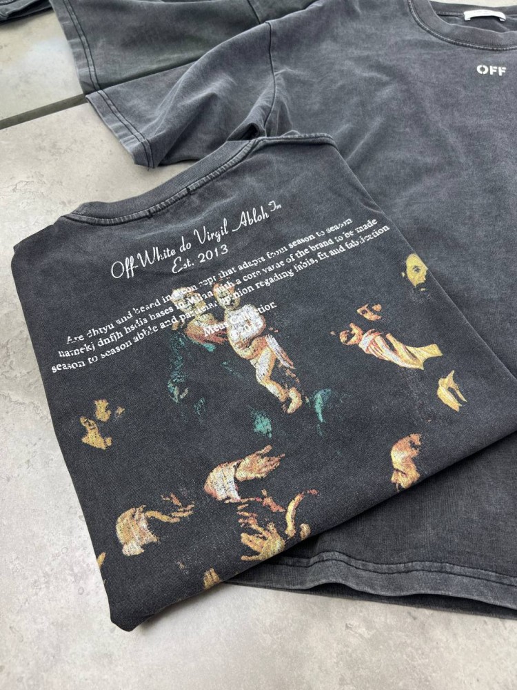 Футболка серая Off White be Virgil Abloh f655, фото №4