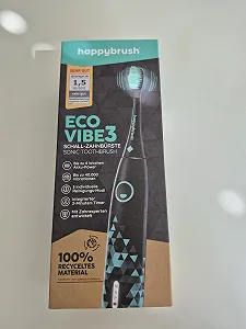 Електрична звукова зубна щітка happybrush Eco VIBE 3 набір з насадкою Чорна-М'ята synthetic.ua - Фото 1