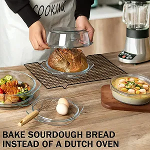 Набор форм для запекания стеклянных с крышками 3 шт 1+1.4+1.7 л круглые synthetic.ua - Фото 1