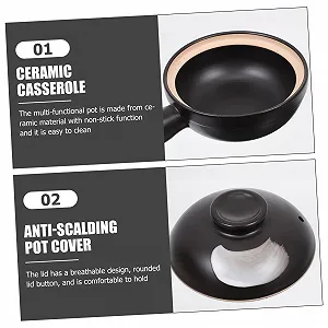 Кастрюля Керамическая Маленькая с крышкой с отверстием Жаростойкая с ручкой synthetic.ua - Фото 1