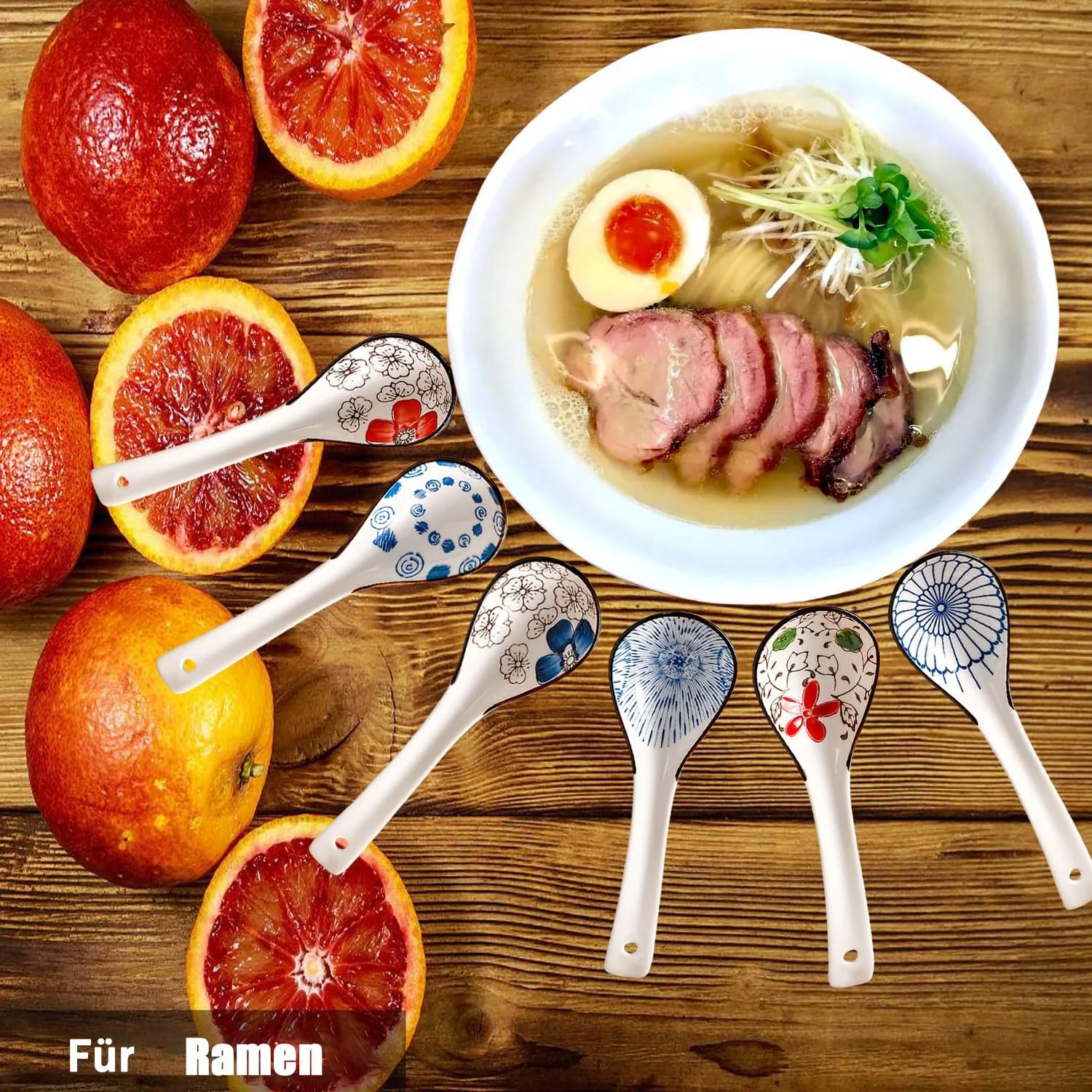 Ложка керамічна Asian для супу з довгою ручкою для пельменів, рисової локшини, фото №4