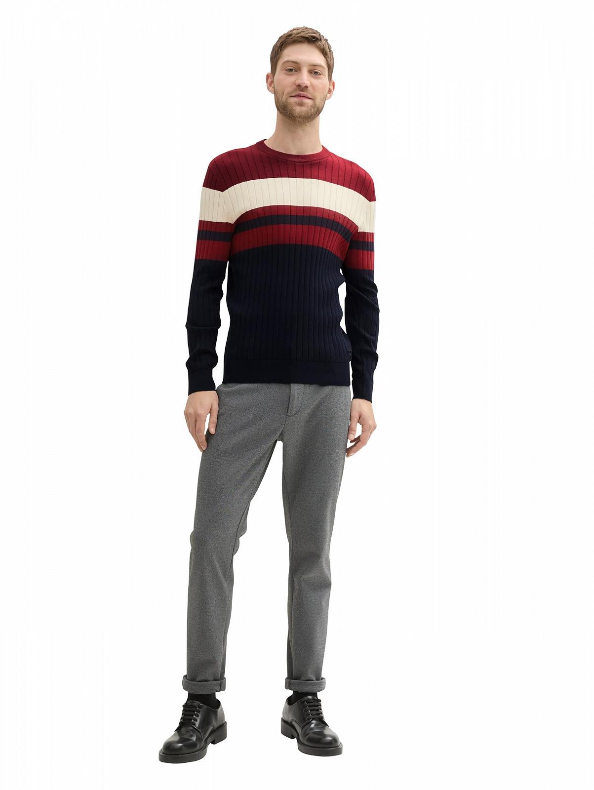 Джемпер чоловічий Basic Knitted в смужку TOM TAILOR, фото №2