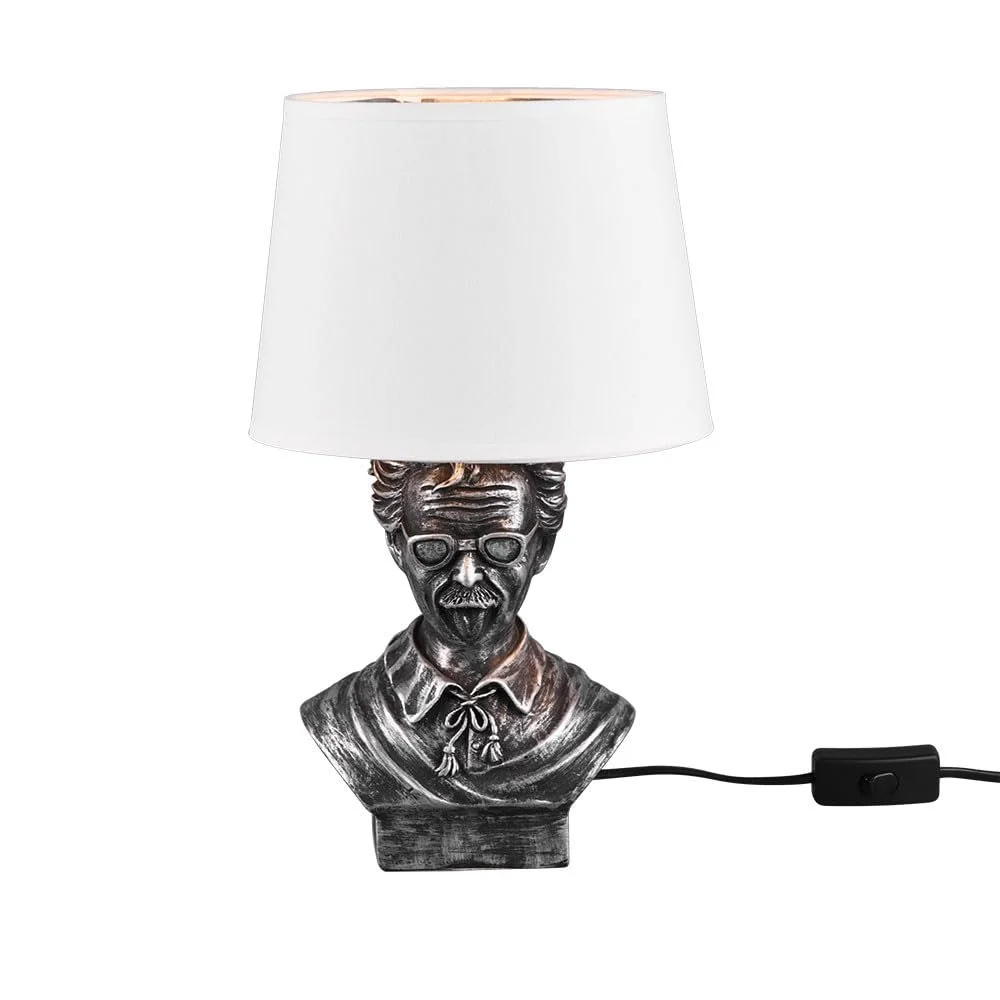 Настільна лампа etc-shop керамічна срібло тканинний плафон E14 діаметр 21 см біла, фото №8