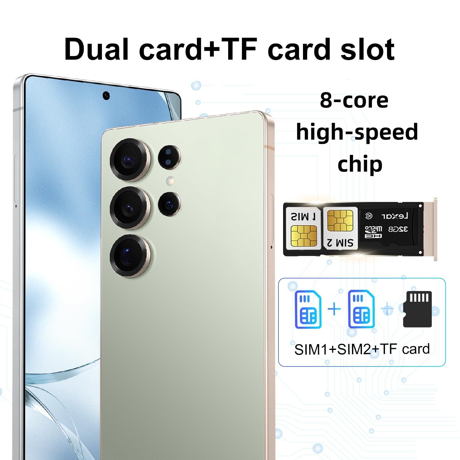 Смартфон 4G LTE 6.75 дюйма 4GB RAM 64GB ROM 5MP + 16MP Dual SIM Green, фото №6