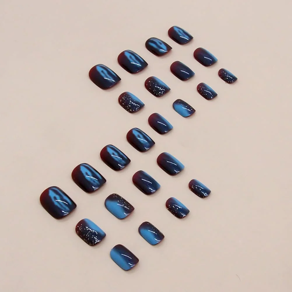 Накладные ногти Galaxy Blue Red Short Press On 24 шт Blue Red, фото №3