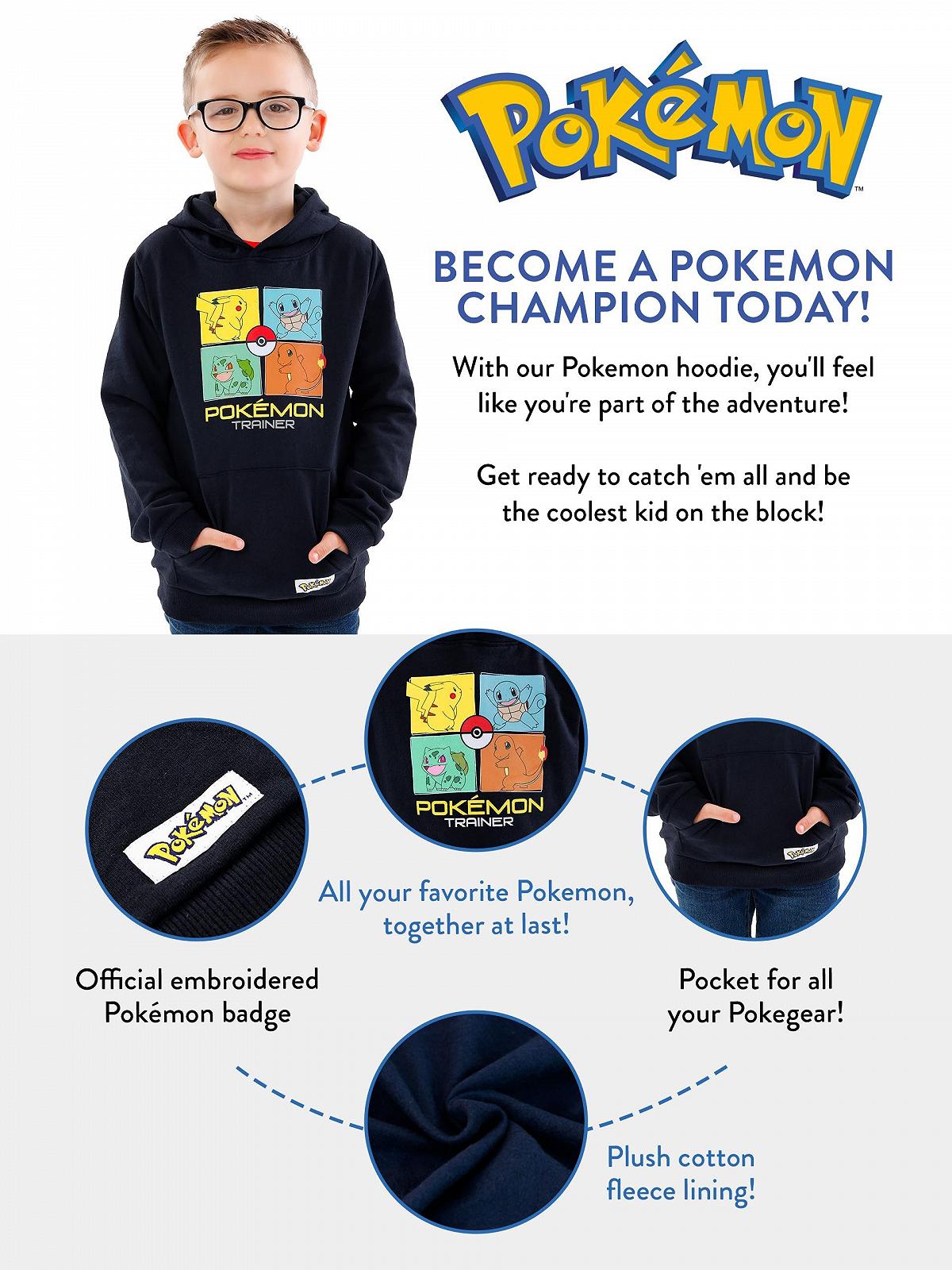 Худі Pokemon Pikachu Bisasam Glumanda Schiggy для хлопчиків, фото №6