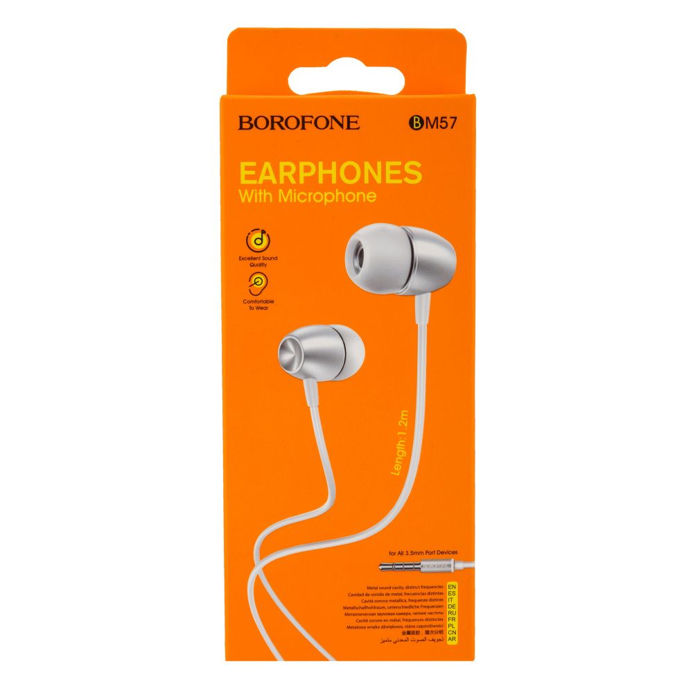 Проводные наушники вакумные с микрофоном Borofone 3.5 mm BM57 Platinum 1.2 m Steel, фото №2 Проводные наушники вакумные с микрофоном Borofone 3.5 mm BM57 Platinum 1.2 m Steel, фото №2
