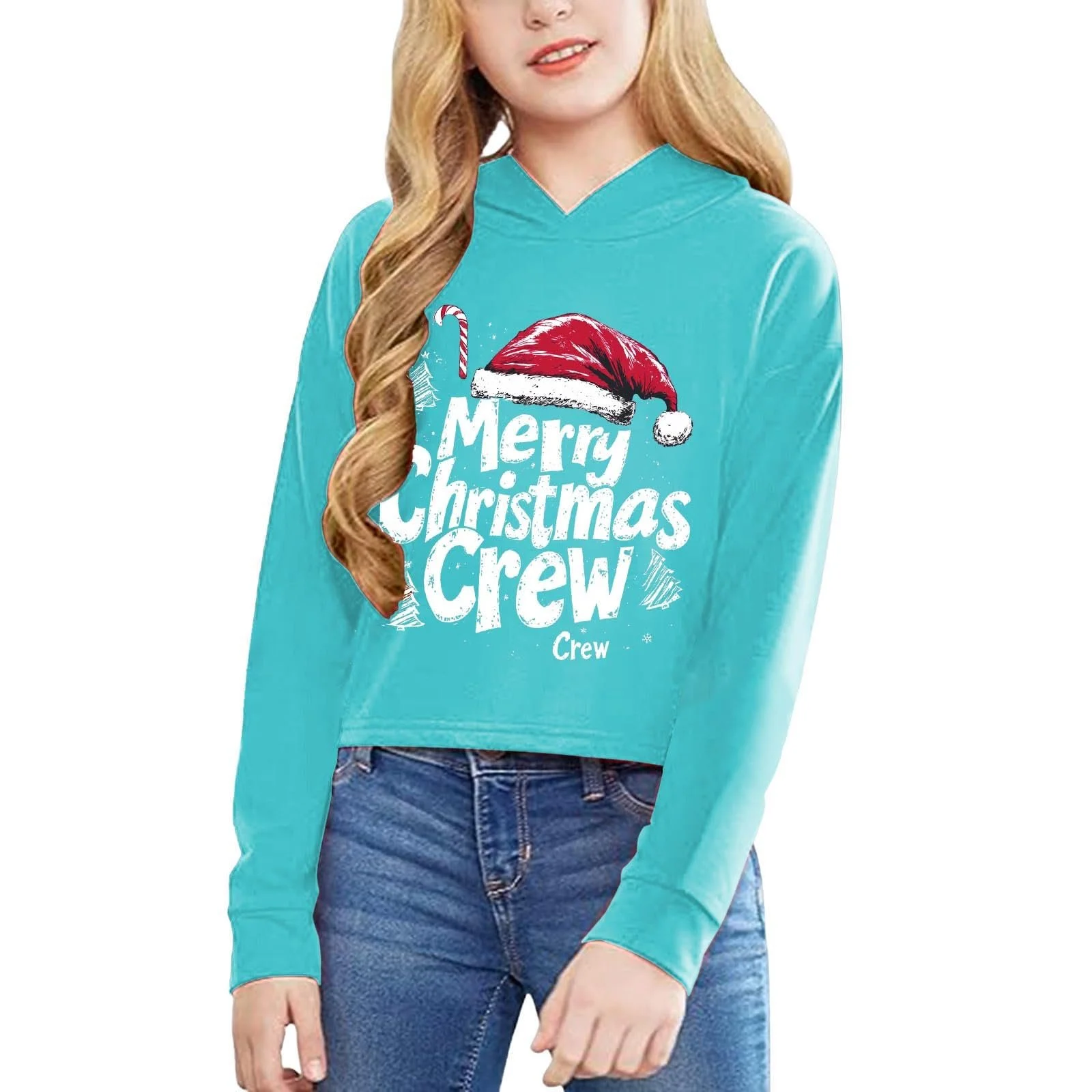 Худі Christmas Letters Plain Short для дівчаток, фото №3