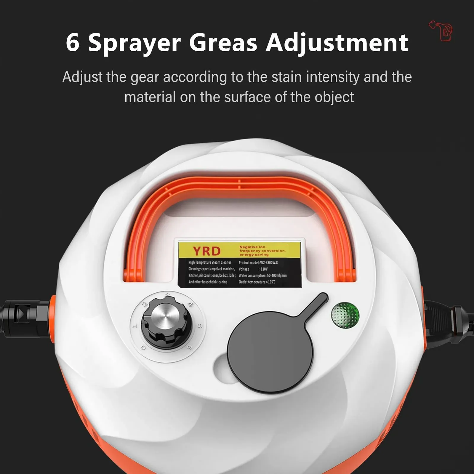 Ручний пароочисник 2500 W 3 Bar 19x15x13 см портативний з щітками, фото №7