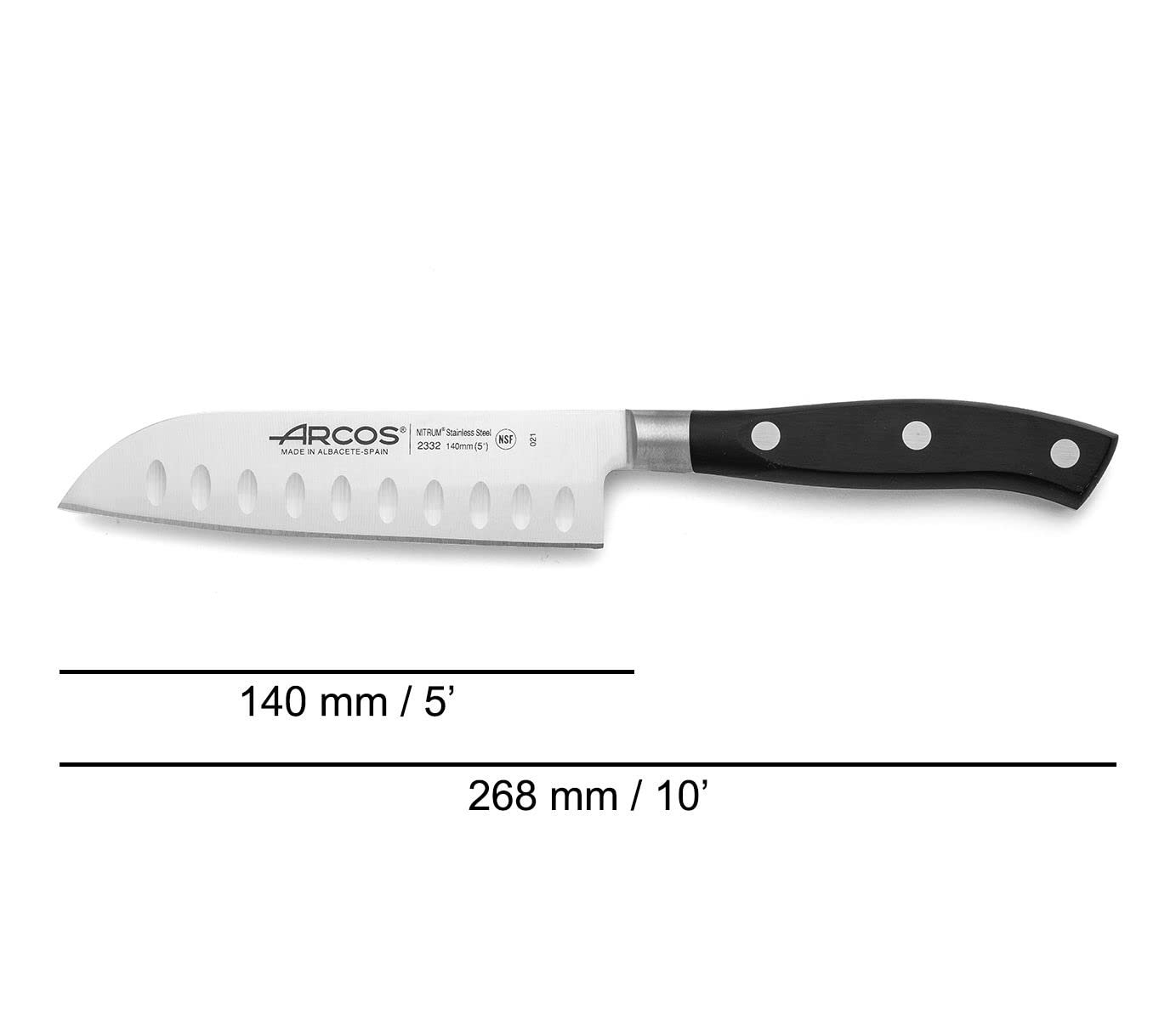 Набор кухонных ножей Arcos Riviera Нож для очистки овощей + Santoku + Поварской нож Лезвие из нержавеющей стали, рукоятка из полиоксиметилена Черный, фото №3