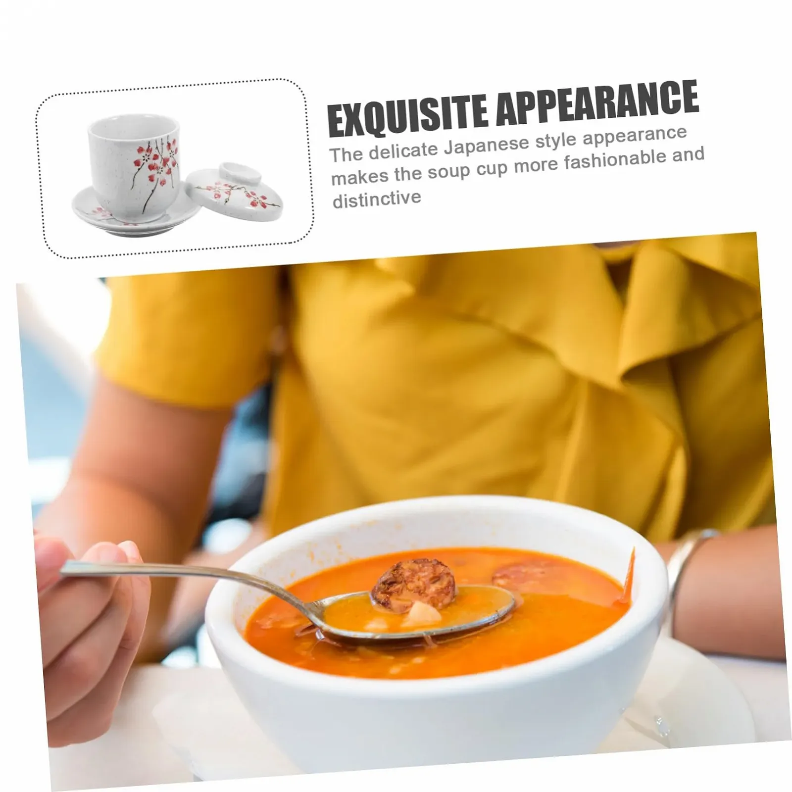 Чашка для тушения керамическая жаропрочная с крышкой и блюдцем японский стиль белая, фото №2