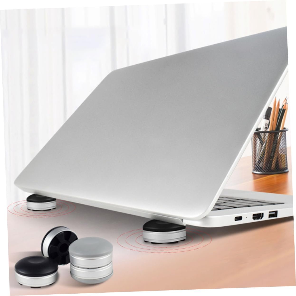 Підставка для ноутбука Veemoon, 2 шт., міцний матеріал, вентильований дизайн, тримач для кабелю, ергономічна настільна для підняття та охолодження, сумісна з ноутбуками, фото №7