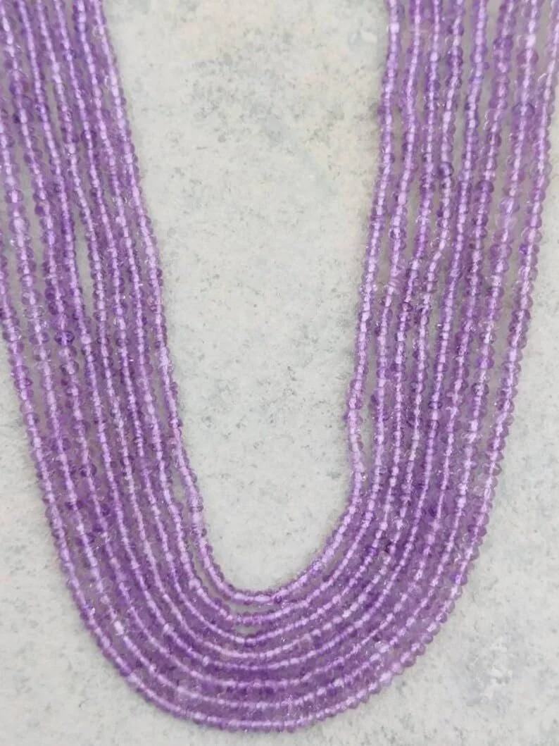Натуральный аметист, круглые граненые бусины 2.5-3, нить длиной 33 см, бусины из драгоценных камней для ожерелья и браслета, фото №2