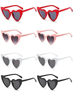 Солнцезащитные очки в форме сердца, 8 штук: белый, розовый, красный и черный. - Фото 1