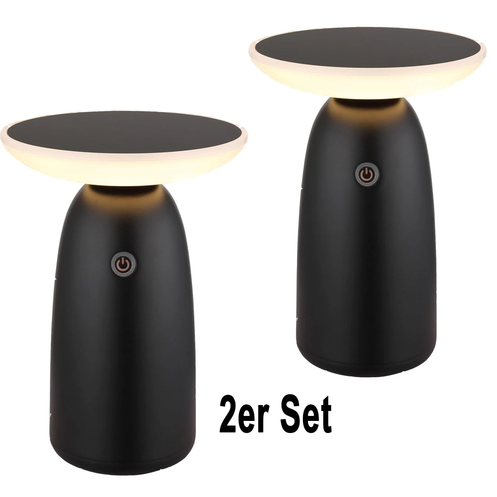 Настільна лампа Бездротова на сонячній батареї Набір 2 шт. LED з функцією димування Сенсорна Чорна USB Акумуляторна, фото №6