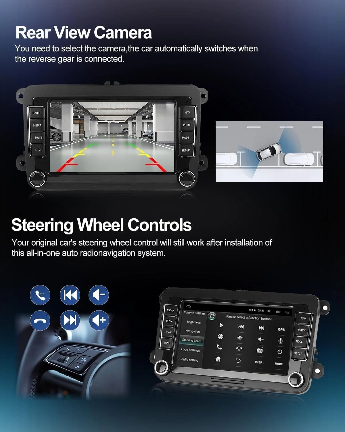 Штатная автомагнитола AWESAFE для Golf 5 6 VW Passat Polo Seat Skoda / 7" / Сенсорная / 2/32Гб / Android 13 / Bluetooth / WI-FI / GPS / USB, фото №7