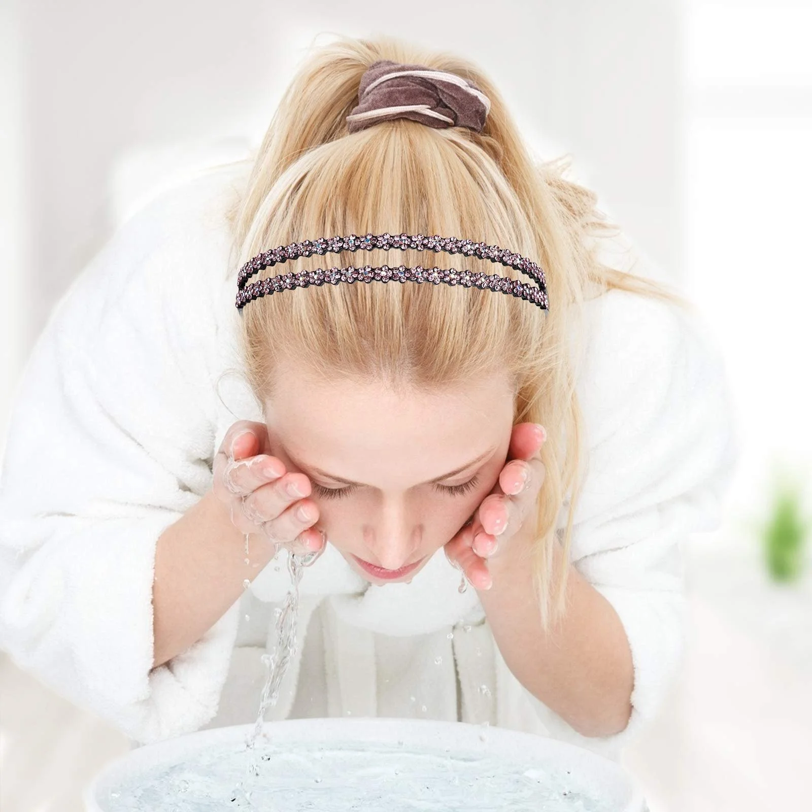 Обруч для волосся зі стразами Подвійний, фото №5