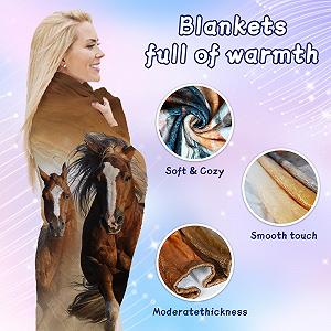 Одеяло с лошадиным мотивом, 130 x 150 см, Мягкая фланель, Пушистое и теплое, Одеяло с 3D узором лошади как одеяло для дивана, одеяло для кровати (B, 130 x 150 см) synthetic.ua - Фото 1