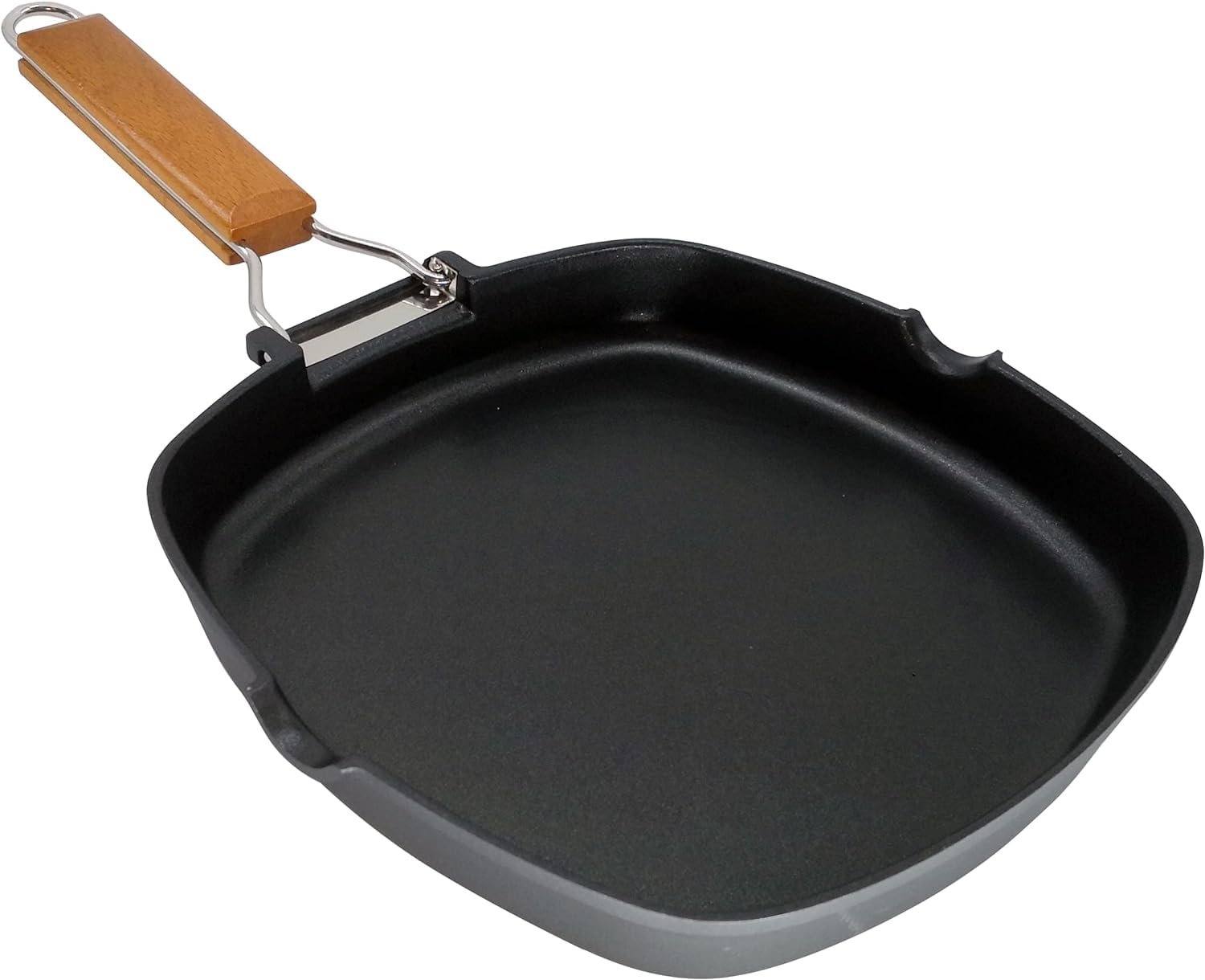 Сковорода-гриль WECOOK! Ecostone Индукционная гладкая, 20 x 20 см, антипригарное покрытие ILAG Ecological PFOA-Free, литой алюминий, толщина 5 мм, складная деревянная ручка, Vitroceramic, газ, фото №1