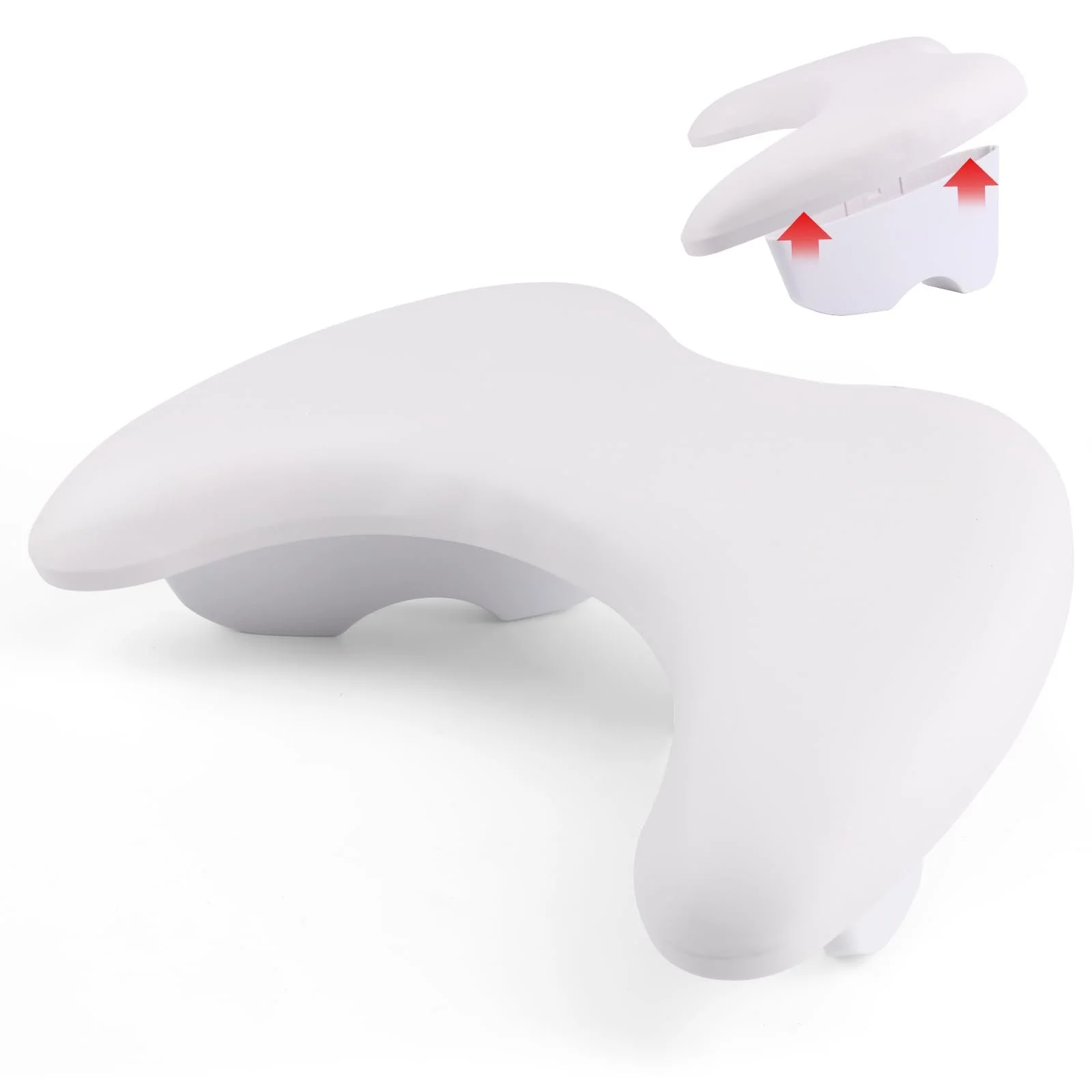 Підставка для рук U-подібна lootaan для манікюру зі знімними кронштейнами, мікрофібра, PU шкіра (біла), фото №1