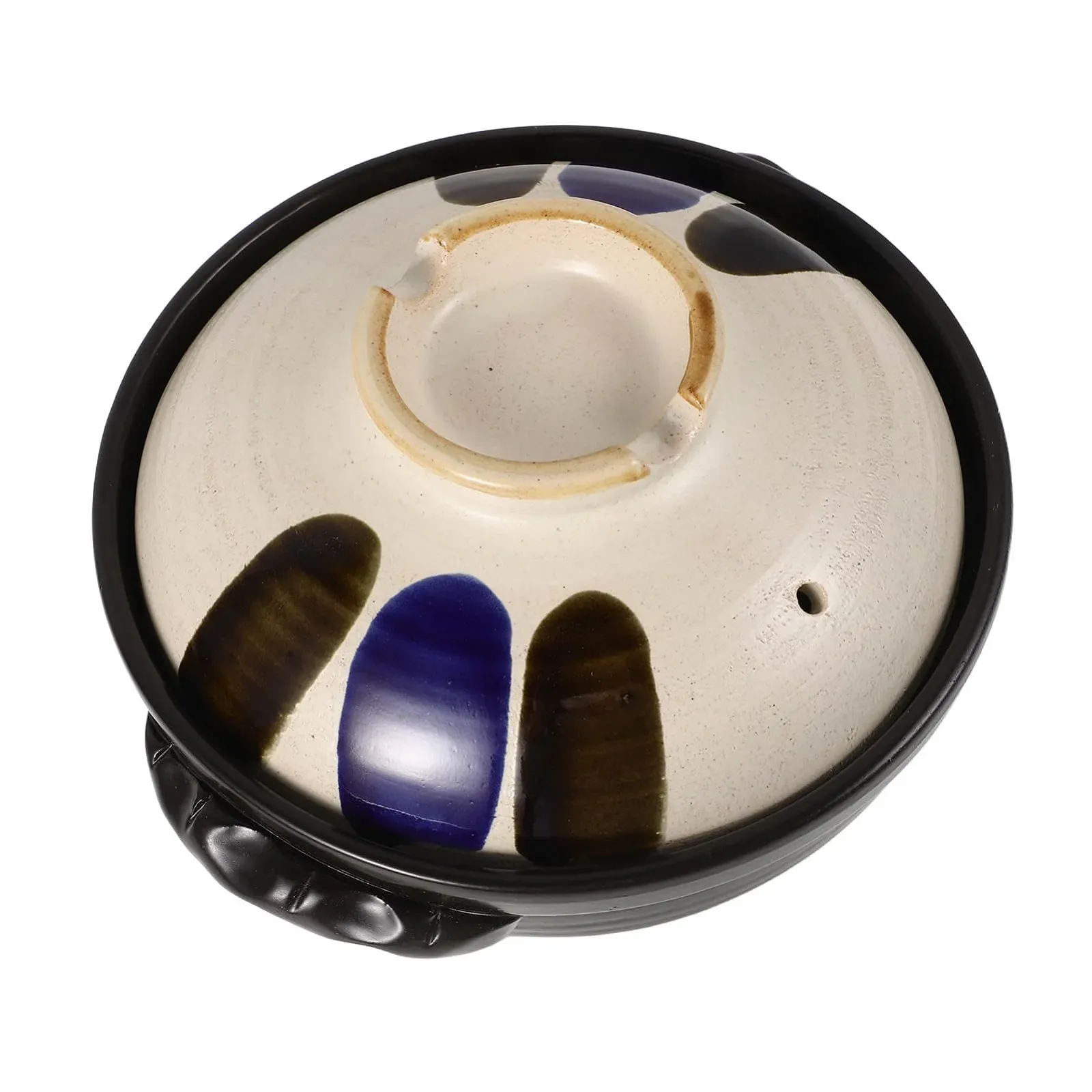 Кастрюля японский дизайн керамическая с крышкой двойные ручки термостойкая для открытого огня, фото №1