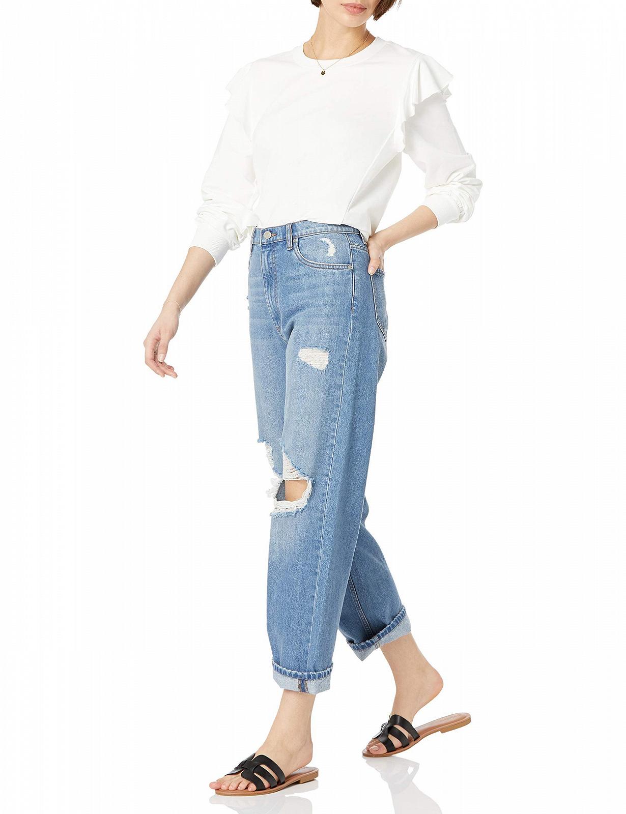 Женская толстовка с оборками на плечах The Drop Ruby, очень мягкая, эластичная, фото №3