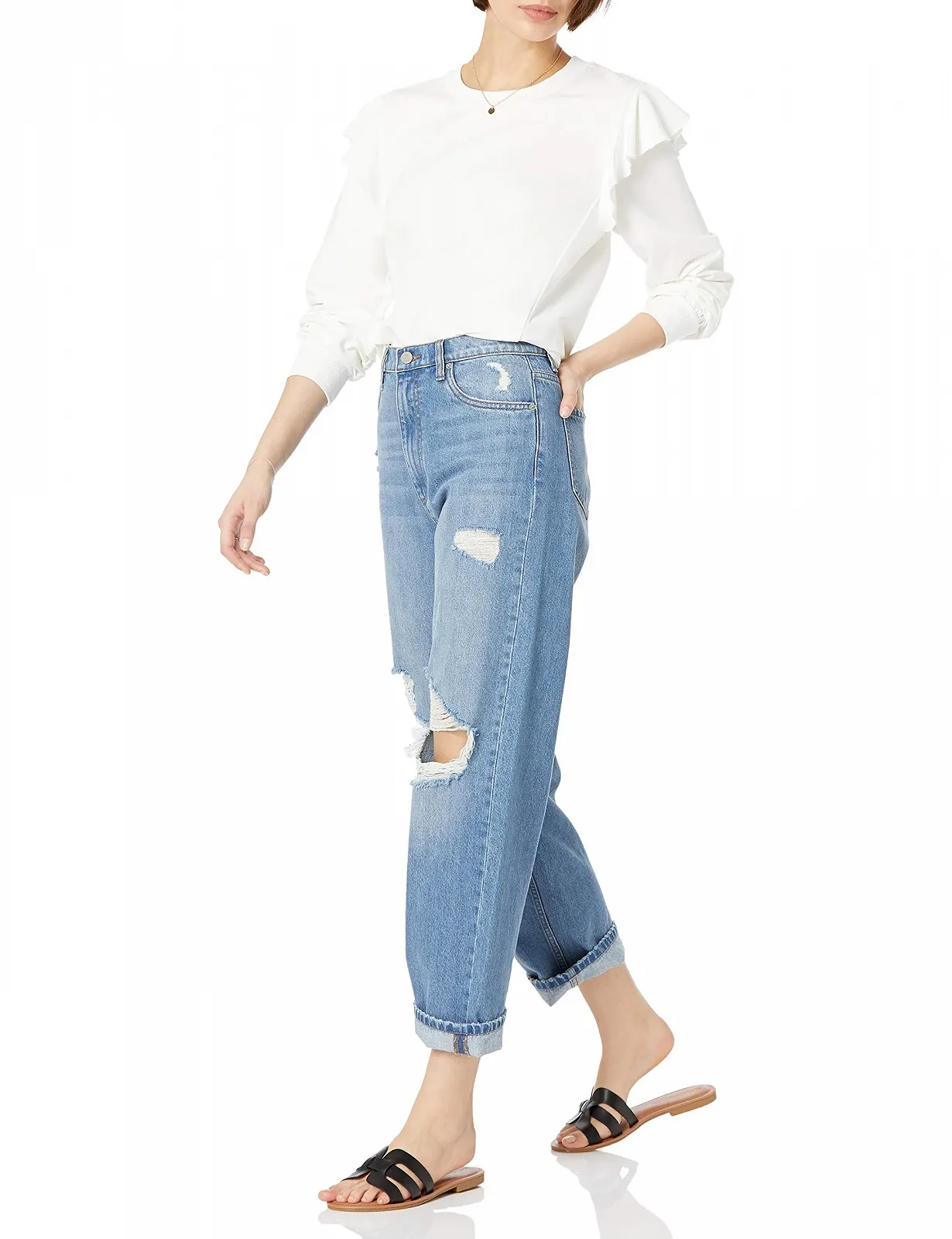 Женская толстовка с оборками на плечах The Drop Ruby, очень мягкая, эластичная, фото №3 Женская толстовка с оборками на плечах The Drop Ruby, очень мягкая, эластичная, фото №3