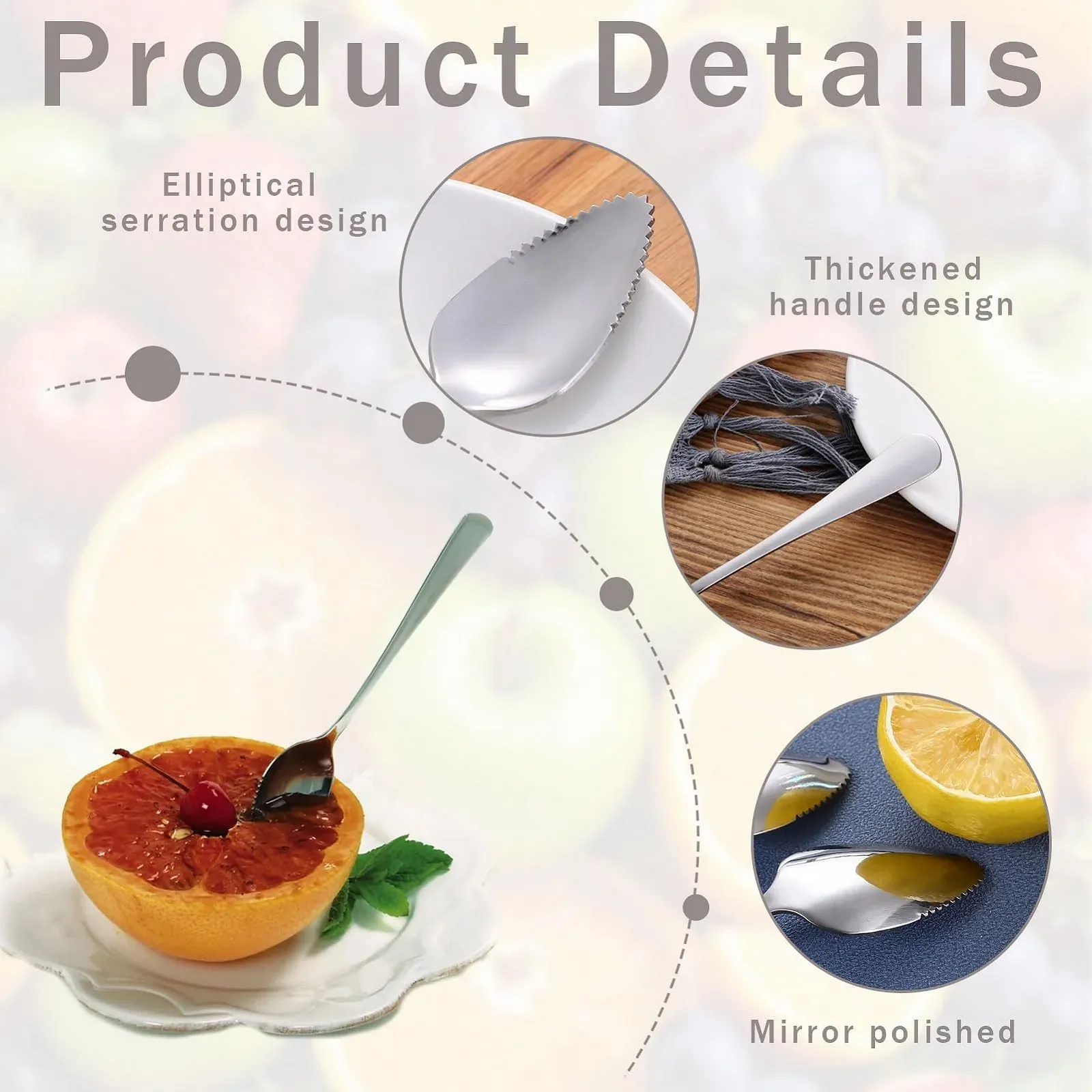 Ложка Фруктова з нержавіючої сталі 4 шт., фото №3