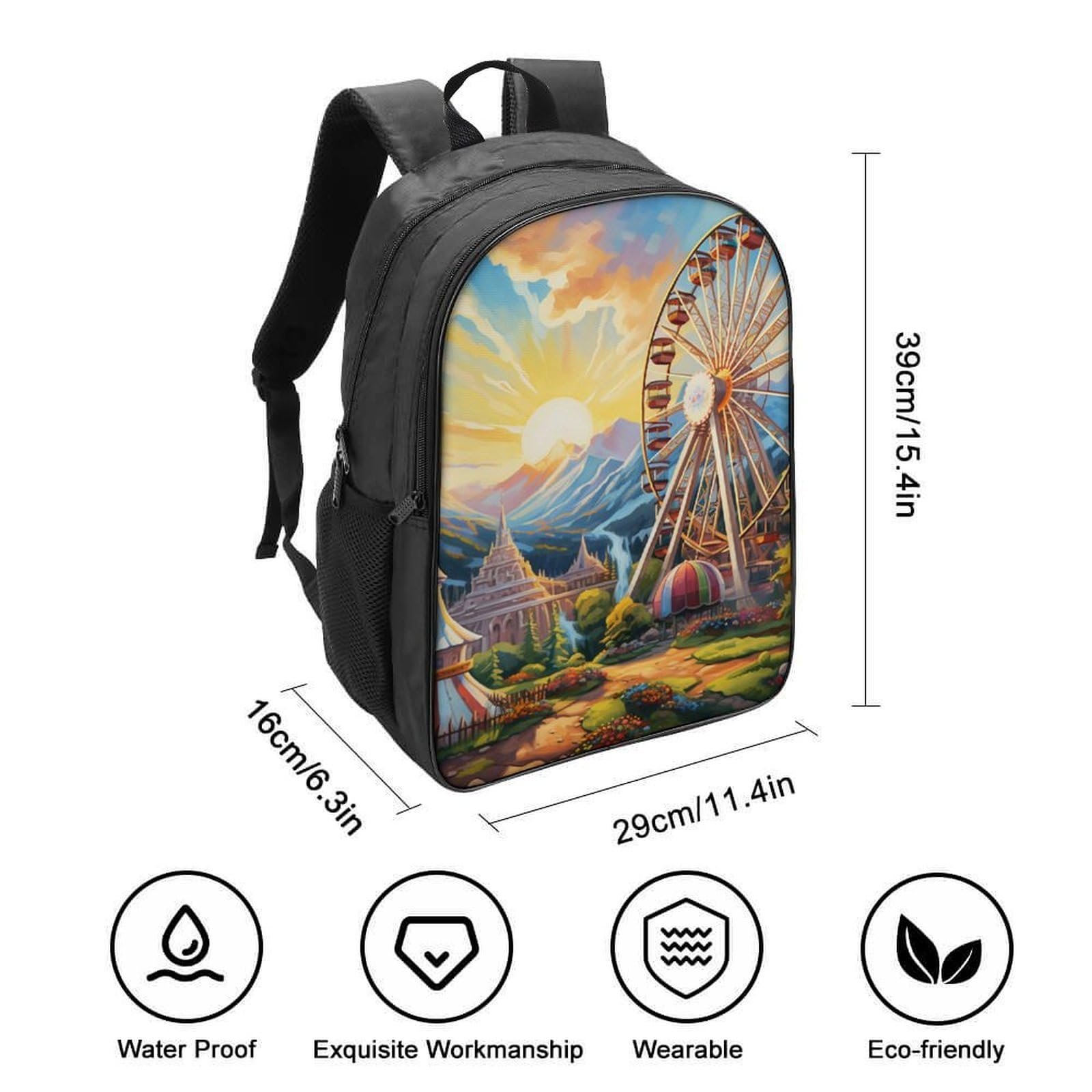 Рюкзак школьный DPEOANEBN Колесо обозрения 40 x 28 x 16 см, Style-6, фото №2