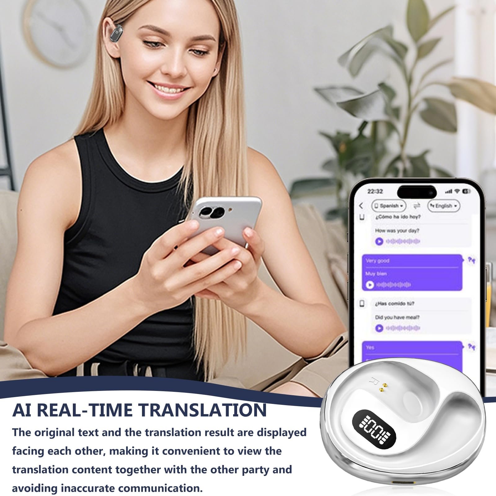 Наушники-переводчики, 2025 Голосовой переводчик Ai 138 языков, фото №3