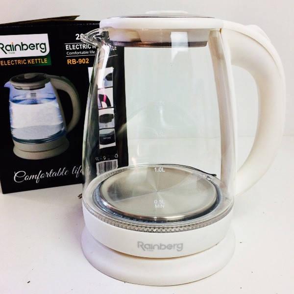 Электрочайник стеклянный Rainberg RB-902 2200 Вт 1.8 л Белый, фото №1 Электрочайник стеклянный Rainberg RB-902 2200 Вт 1.8 л Белый, фото №1