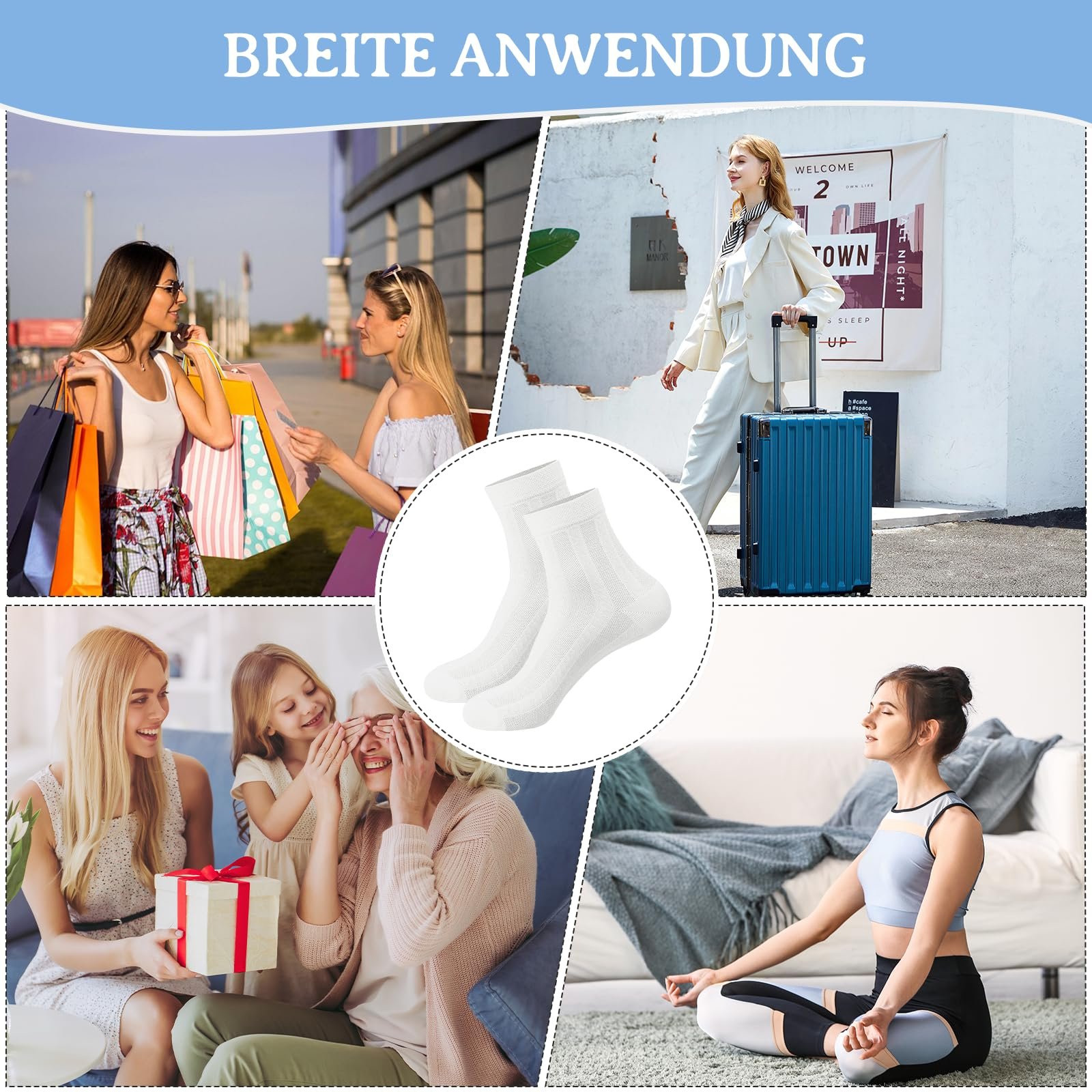 Носки Женские Хлопковые Тонкие 6 пар, 35-42, Дышащие Сетчатые Белые Носки-четверти Выше Щиколотки, Рифленые Носки Половинной Высоты для Спорта и Отдыха Летние, фото №7