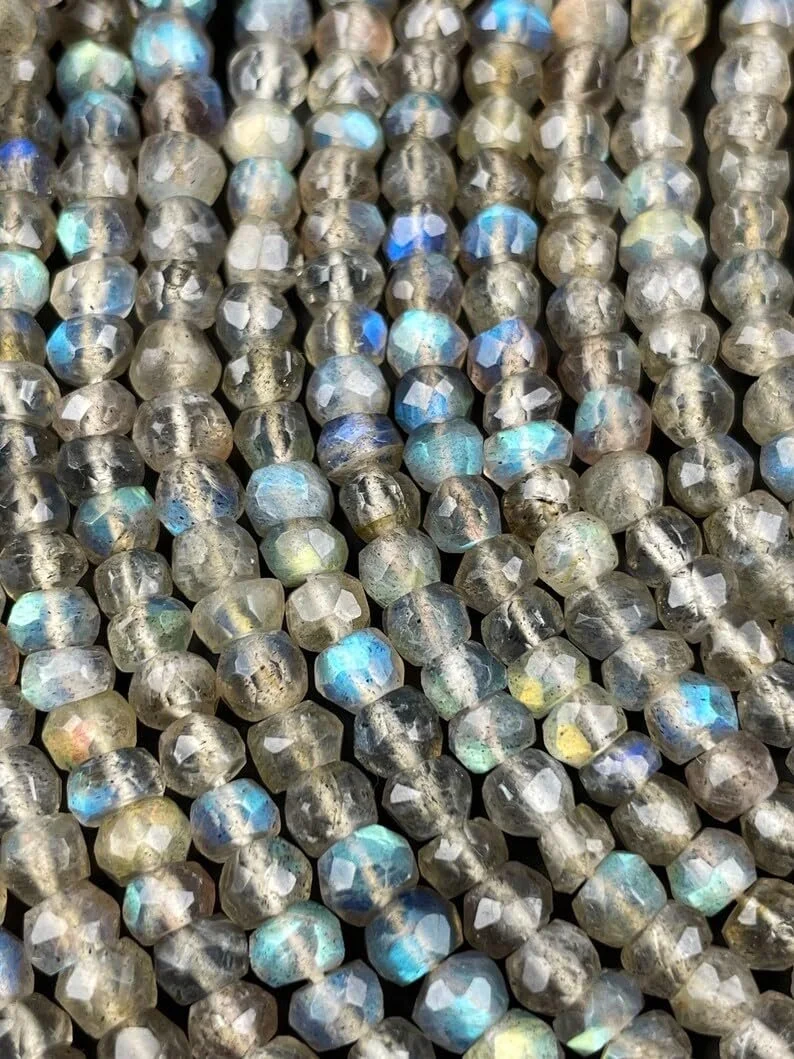 Бусины Граненые из Лабрадорита Rondella Natural 4-5-5 мм Multi color, фото №1